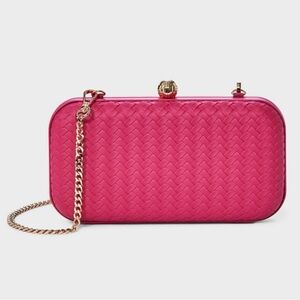 NWT A New Day Woven Minaudière Clutch Crossbody Elegant Hot Pink Bag